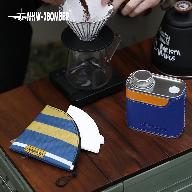 MHW-3BOMBER Outdoor Camping Portable Kitchen Storage Bomber Coffee Bean Sealed Can and Hand Brewed Coffee Filter Paper Bag