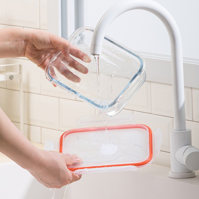 Glass Lunch Box - Leak-Proof Bento-Style Food Container with Airtight Lid and Divided Capacity for Meal Preppin
