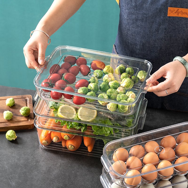 16 pcs kitchen refrigerator clear plastic egg storage box