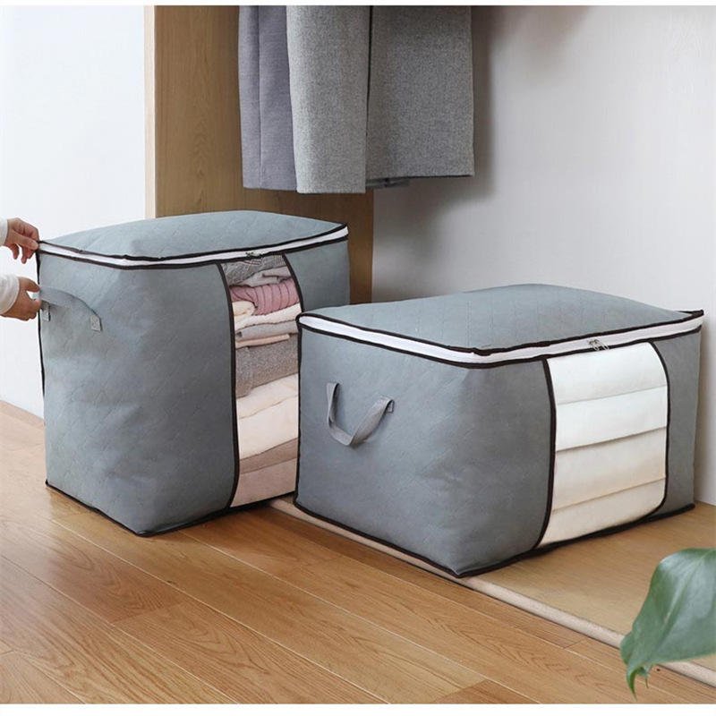 Extra Capacity Clothes storage Bag Organizer Clear Window Foldable Quilt storage Bag Clothing storage box With Zipper