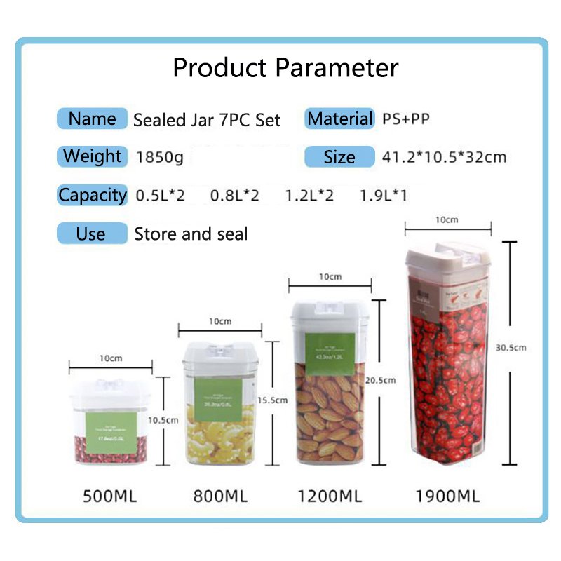 Airtight Food Storage Containers for Kitchen Storage Organizers BPA-Free Plastic Food Storage Box Seal Jar