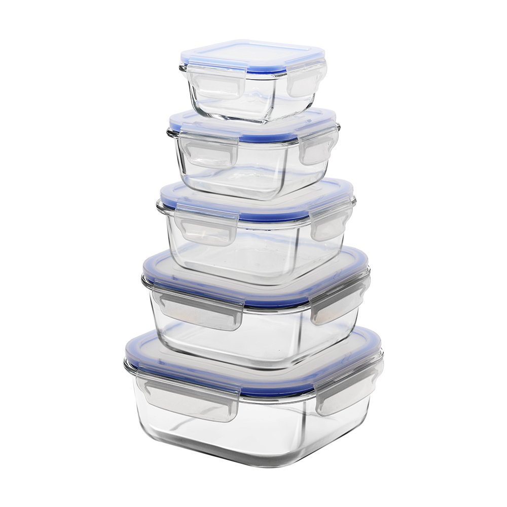 Newly Lock Lid Lunch Box Tempered Glass Home Kitchenware Tableware Meal-Prep Food Storage Containers Set