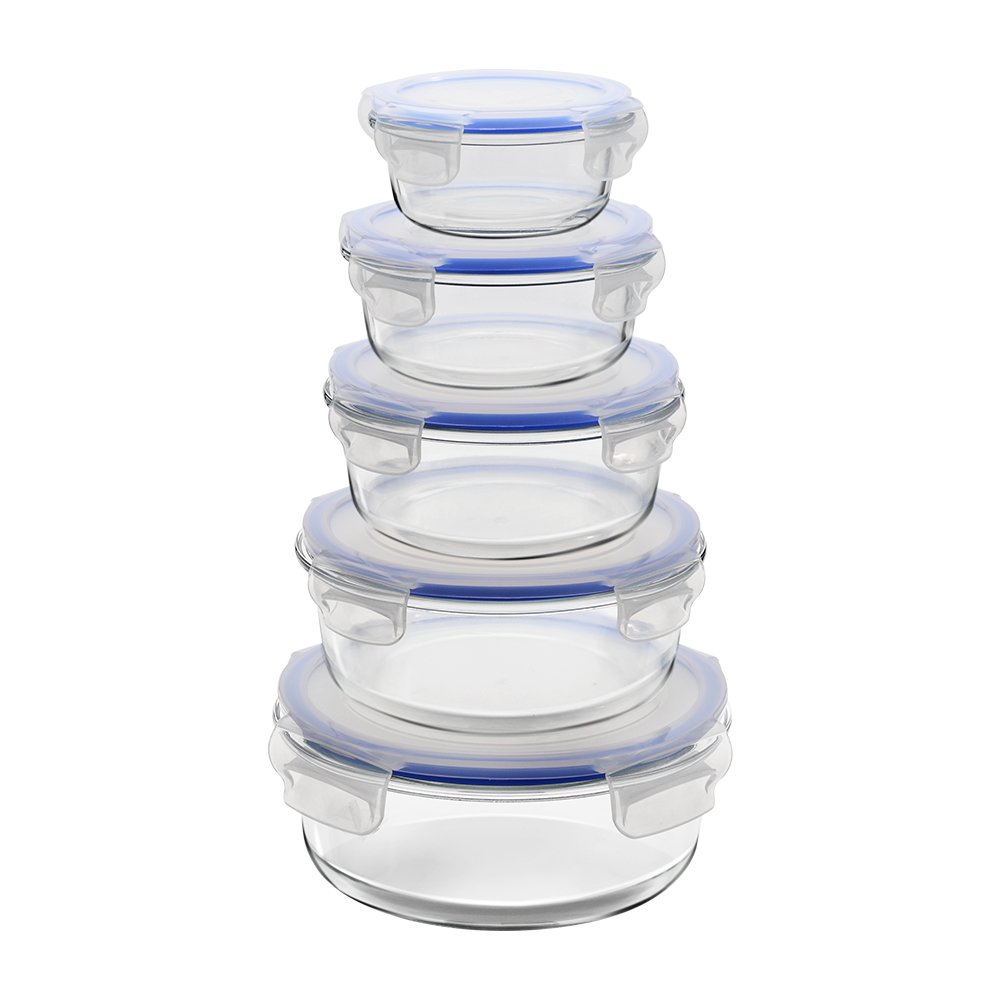 Newly Lock Lid Lunch Box Tempered Glass Home Kitchenware Tableware Meal-Prep Food Storage Containers Set