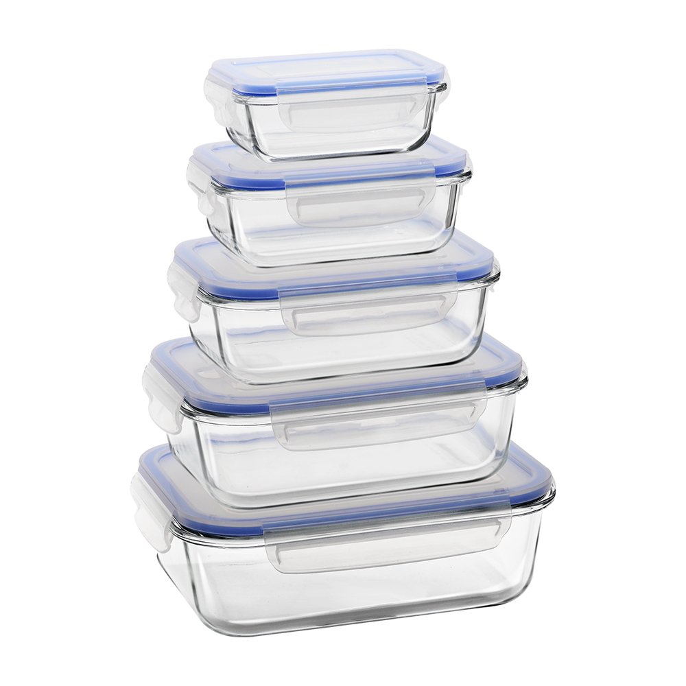 Newly Lock Lid Lunch Box Tempered Glass Home Kitchenware Tableware Meal-Prep Food Storage Containers Set