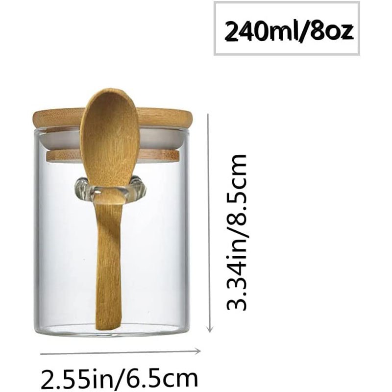 Spoons Spice Jars Small Food Storage Containers Kitchen Storage Bottles & Jars Airtight Mini Glass with Bamboo Lids and Bamboo