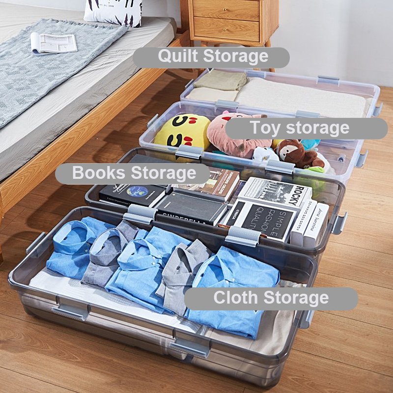 Modern style home organization storage box under bed 35l 40l 45l 60l 70l 80l 90l underbed storage boxes