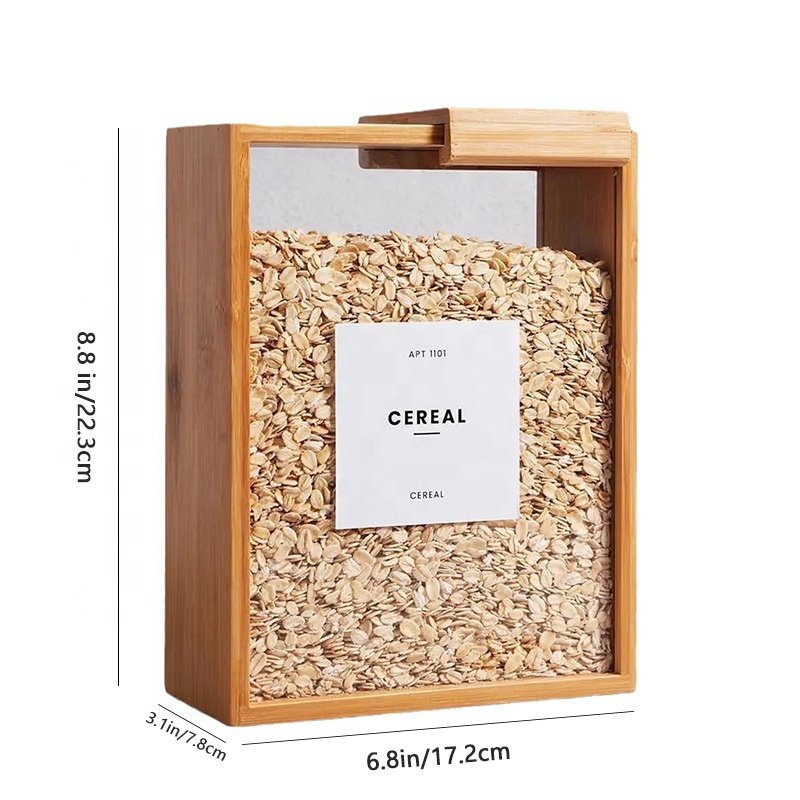 Modern Kitchen Bamboo Grain Storage Container Bamboo Food Dispenser 3L Food Storage Containers and Cereal Dispenser