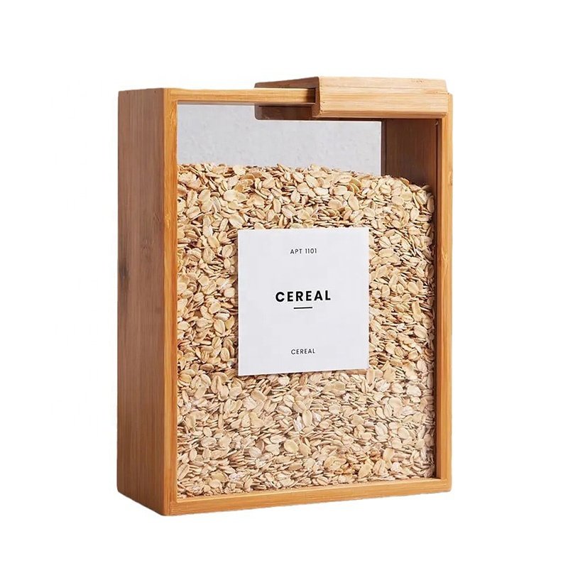 Modern Kitchen Bamboo Grain Storage Container Bamboo Food Dispenser 3L Food Storage Containers and Cereal Dispenser