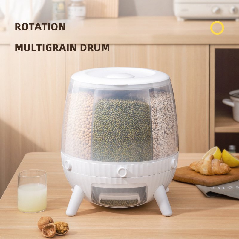 Rotatable grains and cereals rice bucket separated household sealed rice food storage rack container