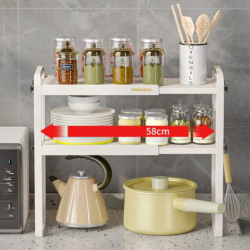 Expandable Kitchen Cabinet Shelf Organizer Rack Tableware Supplies Stackable Kitchen Storage Rack