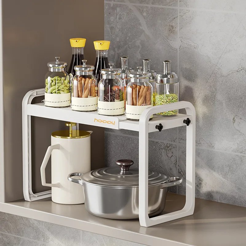 Expandable Kitchen Cabinet Shelf Organizer Rack Tableware Supplies Stackable Kitchen Storage Rack