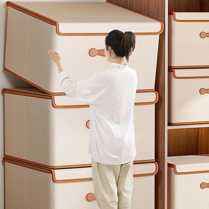 Collapsible Wardrobes Quilt Clothes Organizer Boxes Multifunction Durable Oxford Stackable Foldable Storage Box With Lid