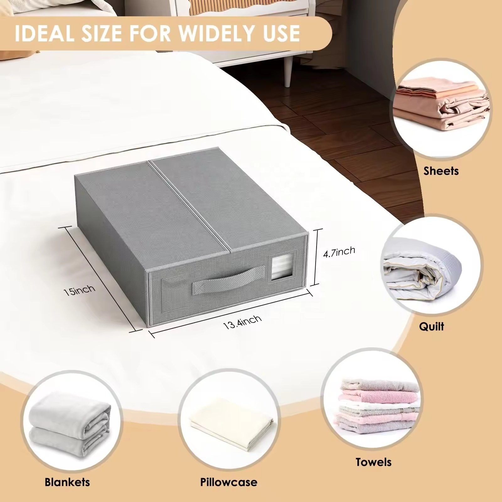 Lakuna 2024 Bed Sheet 4-piece Storage Box Foldable Oxford Fabric Storage Box Large Capacity Organizer Storage Bin