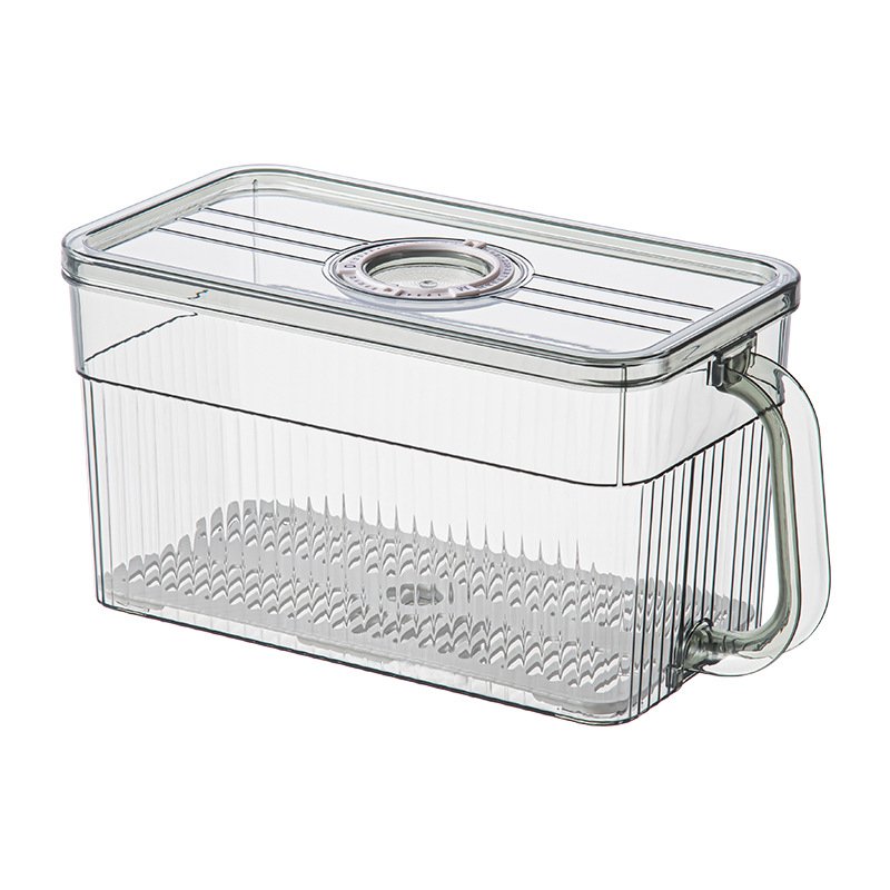 Kitchen Food Container Clear Plastic Refrigerator Fresh-keeping PET storage box Fruit Vegetable with handle lid Fridge Organizer