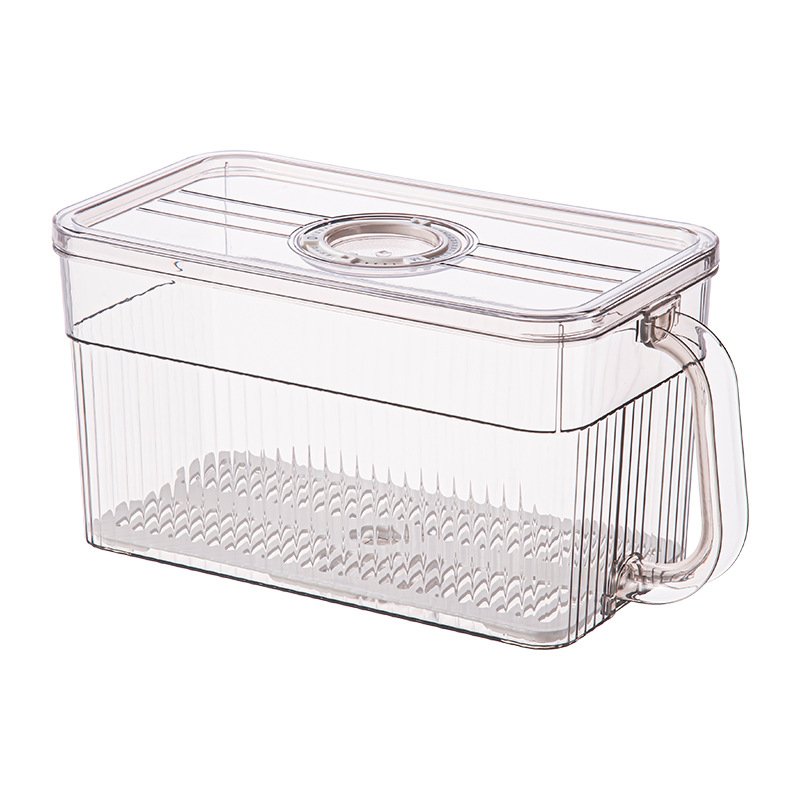 Kitchen Food Container Clear Plastic Refrigerator Fresh-keeping PET storage box Fruit Vegetable with handle lid Fridge Organizer