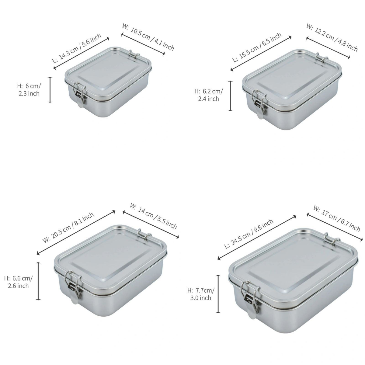 Take Away 1200ml 40oz Stainless Steel Bento Lunch Box with Airtight Steel Lids Food Storage Container with Lock Clamp For Kids
