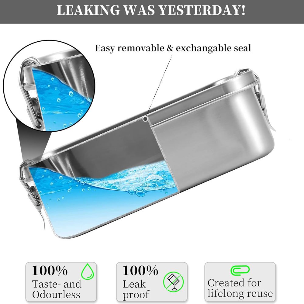 Take Away 1200ml 40oz Stainless Steel Bento Lunch Box with Airtight Steel Lids Food Storage Container with Lock Clamp For Kids