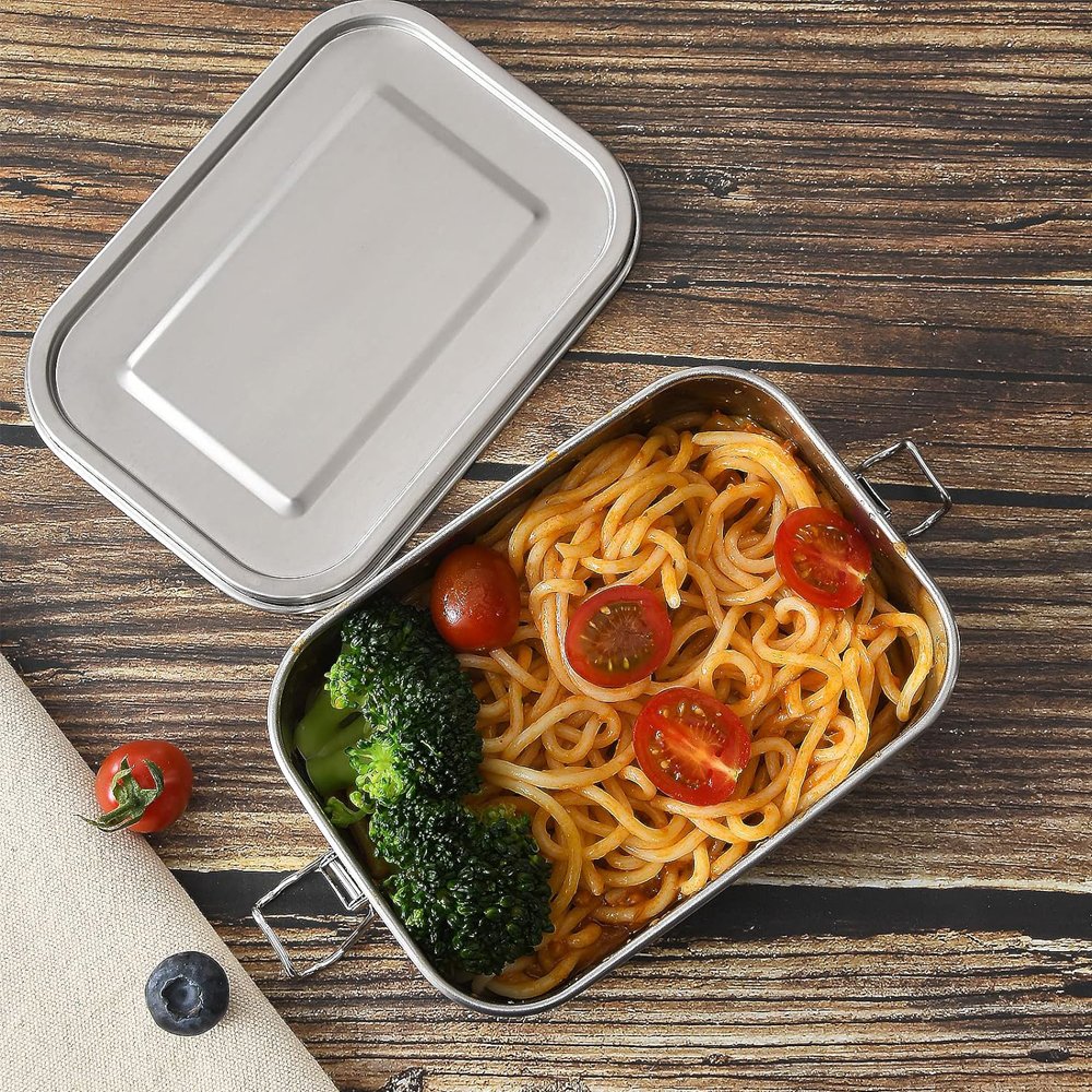 Take Away 1200ml 40oz Stainless Steel Bento Lunch Box with Airtight Steel Lids Food Storage Container with Lock Clamp For Kids