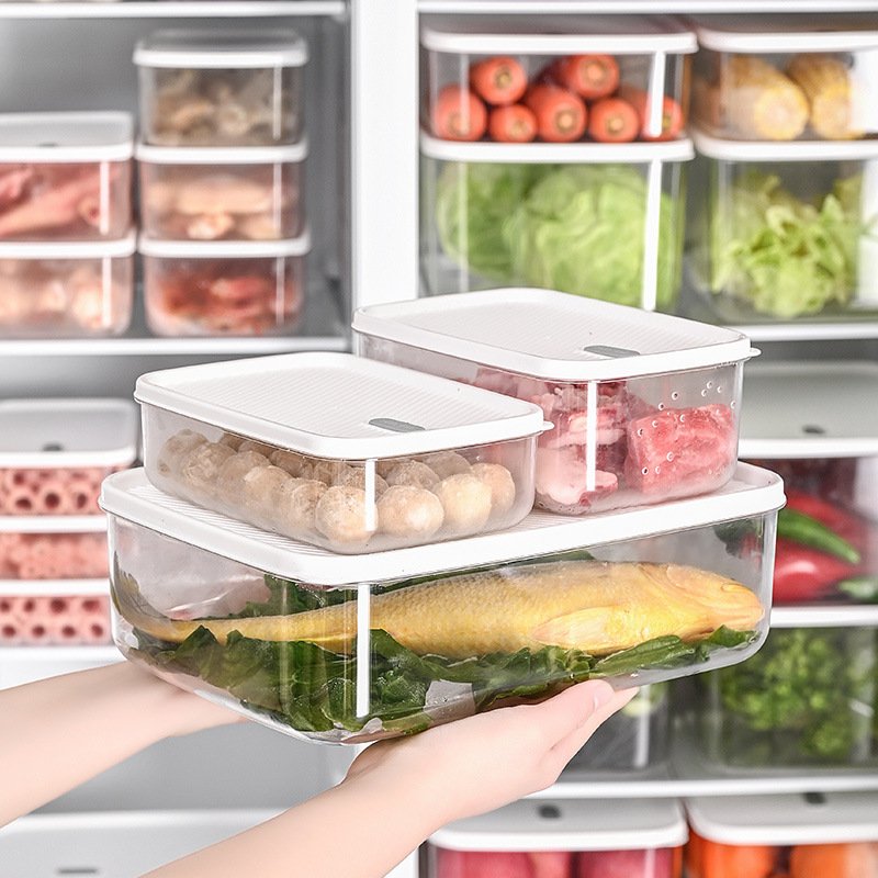 Stacked kitchen refrigerator crisper Vegetable and fruit storage box Fruit and vegetable drain basket Food storage box