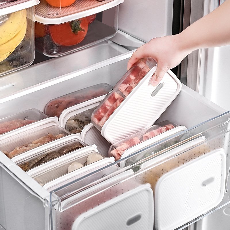 Stacked kitchen refrigerator crisper Vegetable and fruit storage box Fruit and vegetable drain basket Food storage box