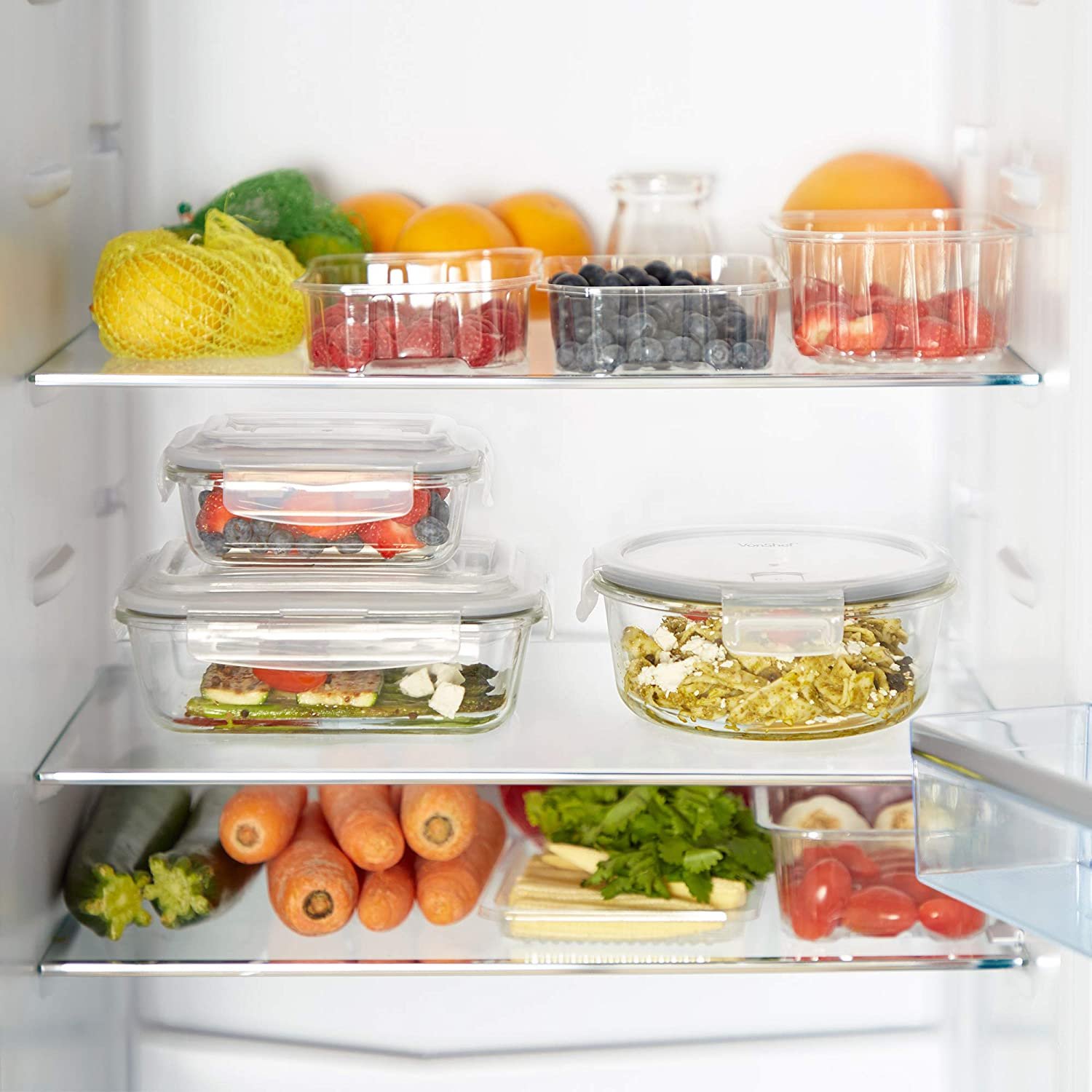 Glass Food Storage with Lids - 10 Piece Set (5 Containers and 5 Lids) - BPA Free - Dishwasher Freezer Oven Microwave Safe