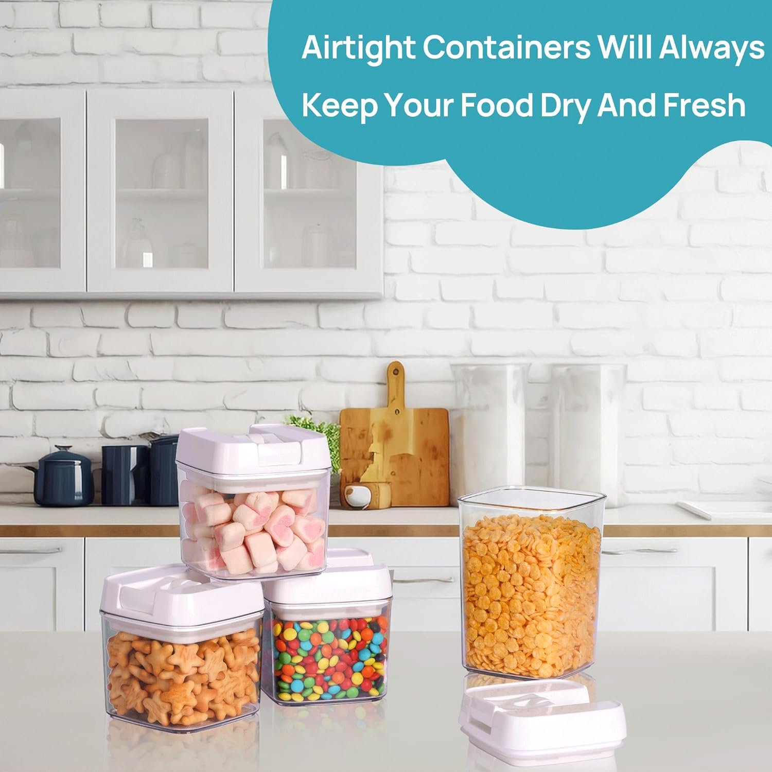 Airtight Food Storage Container Set Kitchen Pantry Organization Canisters One-Handed Airtight Plastic Containers with Lids