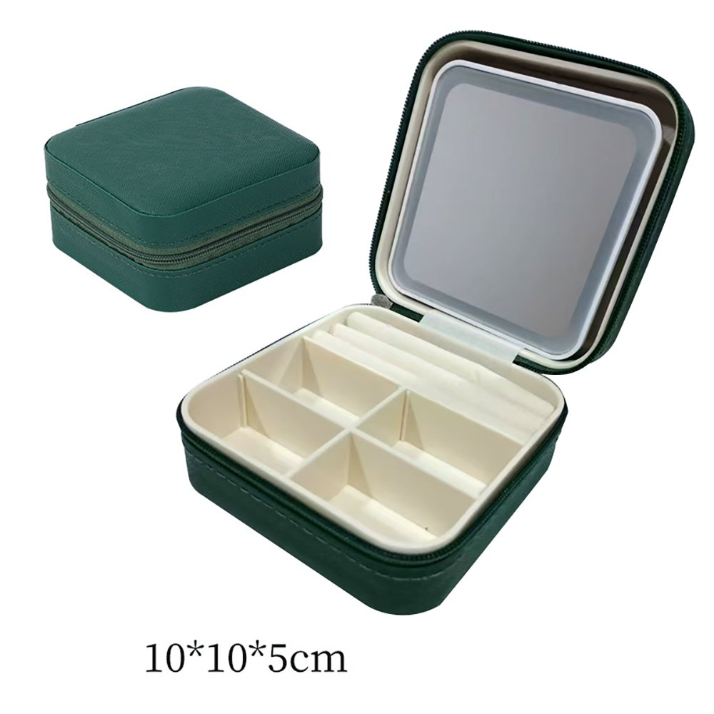 Travel Storage Box with LED Mirror Mini Jewelry Box Organizer Small Portable Jewelry Travel Case with Mirror Light