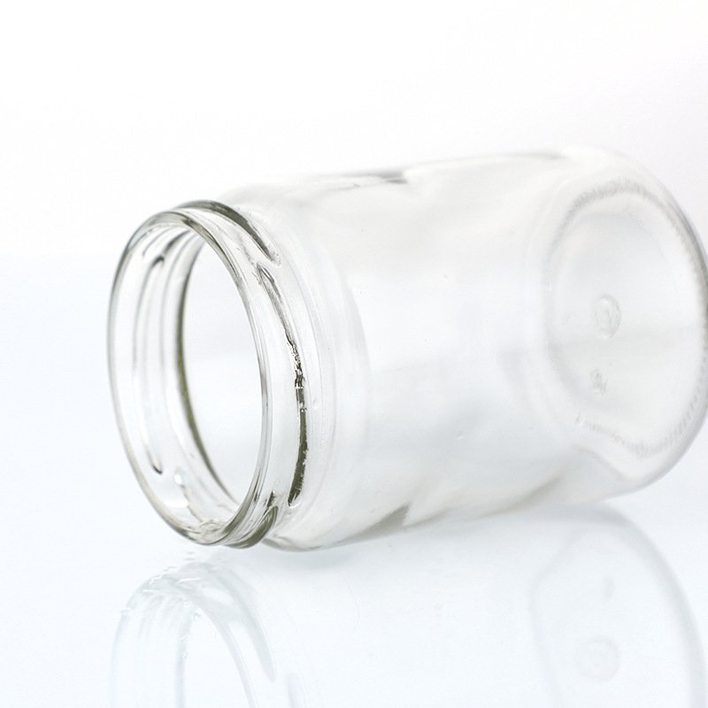 Custom cheap china wholesale food storage jar with lid clear straight-sided round glass honey jar food container storage
