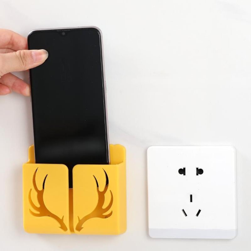Home antler TV mobile phone racks remote control storage box bedroom free punch wall hanging shelf wall storage rack