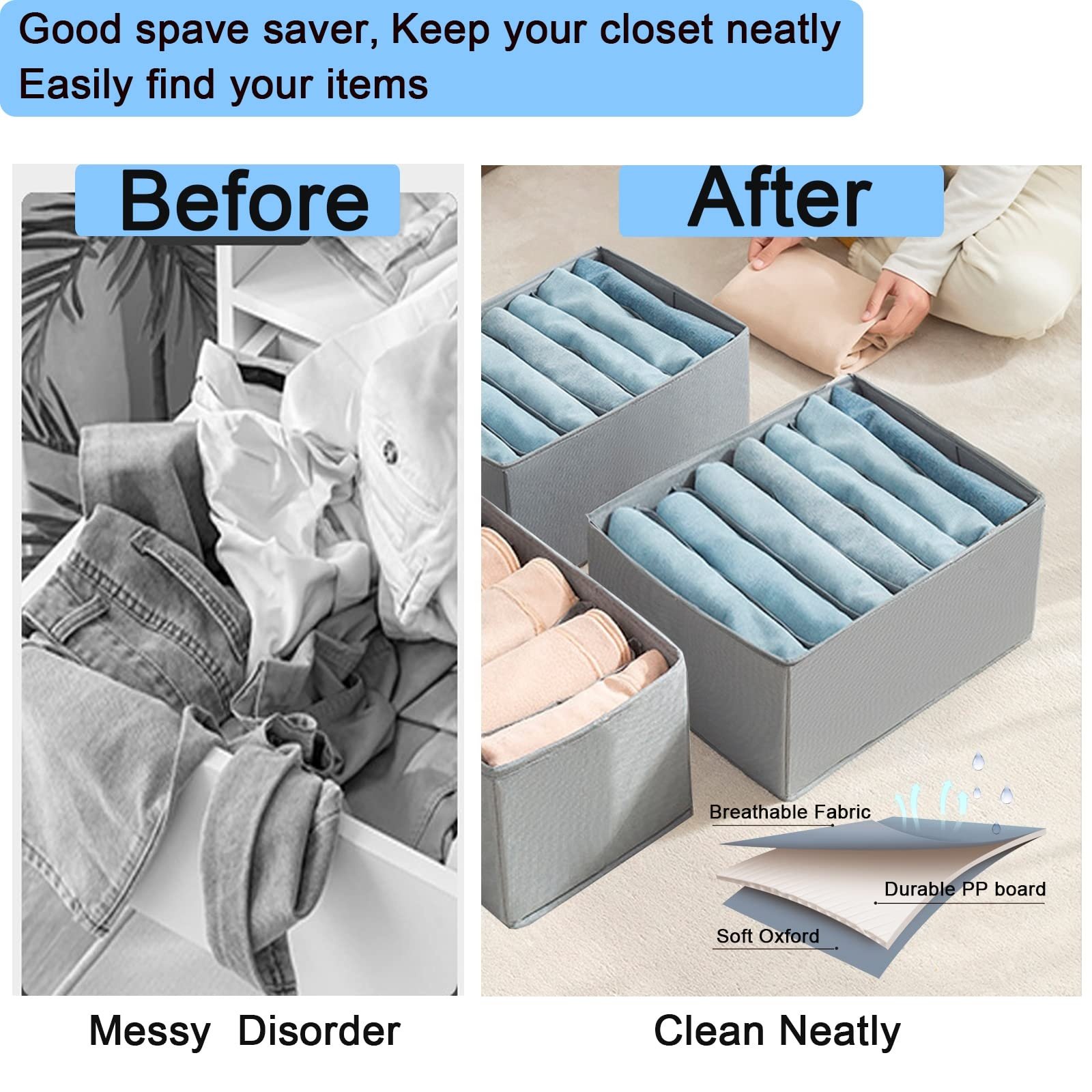 Custom Drawer Organizer Clothes Bra Sock Tie Foldable Storage Box Stacking Pants Home Organizer