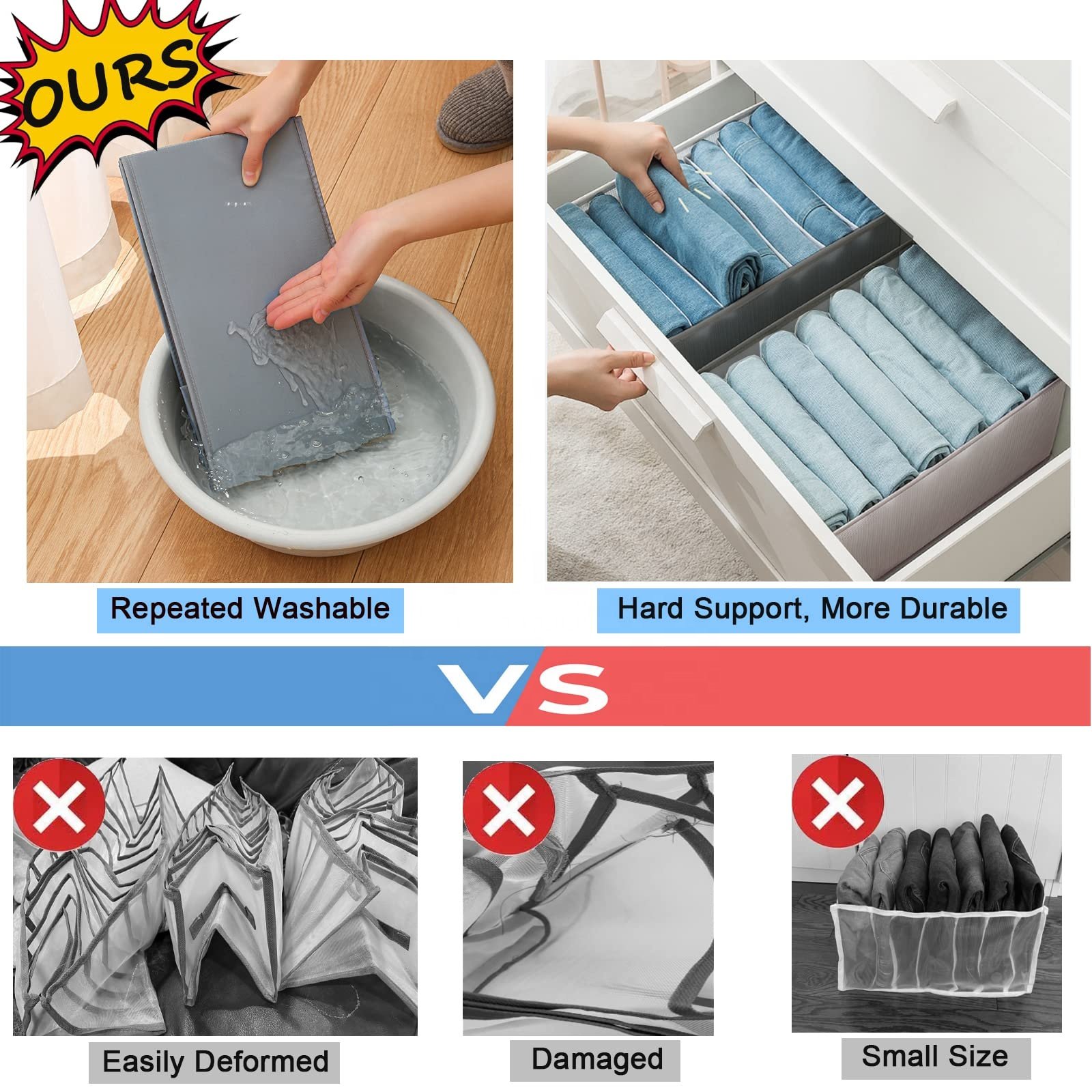 Custom Drawer Organizer Clothes Bra Sock Tie Foldable Storage Box Stacking Pants Home Organizer