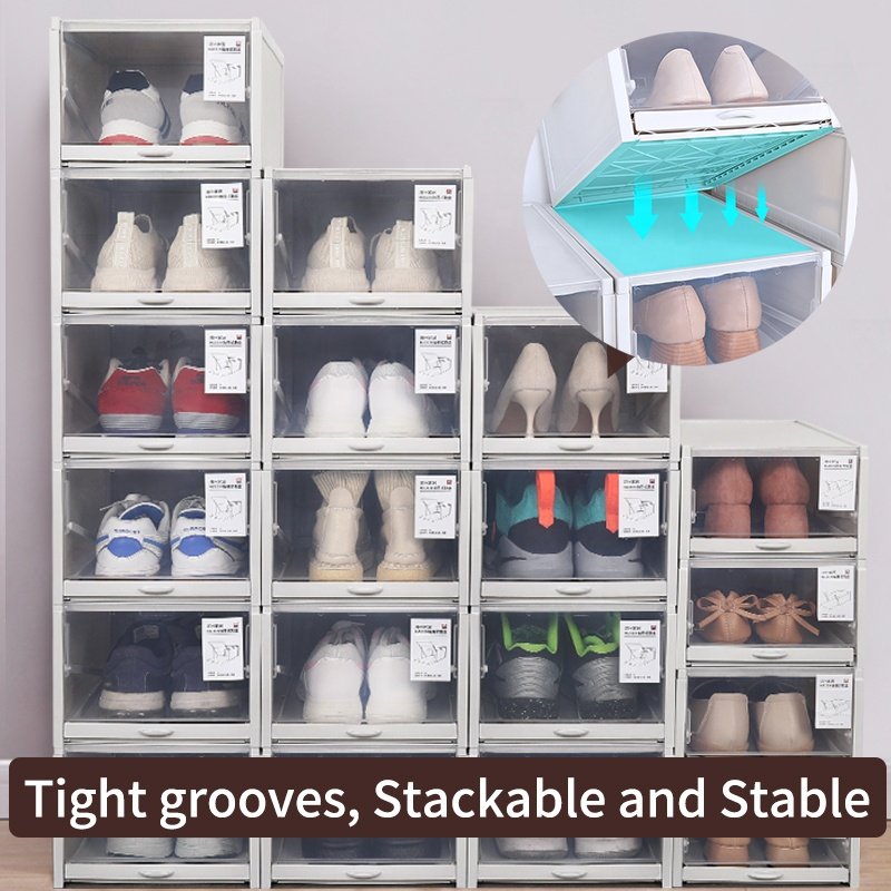 HAIXIN Grey Color Storage Drawers Shoe Box AJ Shoes Storage Box Clear Plastic Shoe Box Wholesale
