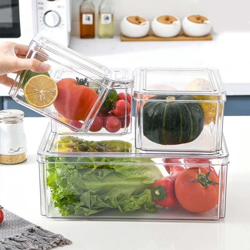 Plastic Refrigerator Food Grade Food Storage Box Vegetable and Fruits Storage Organizer for Fridge