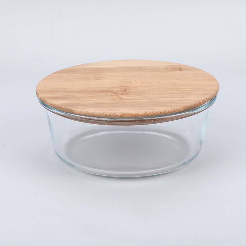 Wholesale microwaveable borosilicate glass lunch box meal prep containers airtight food storage containers with bamboo lids