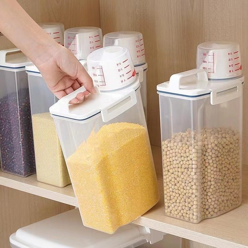Transparent Large Capacity Rice Bucket Kitchen Grain Storage Box Moisture-proof Sealed Container