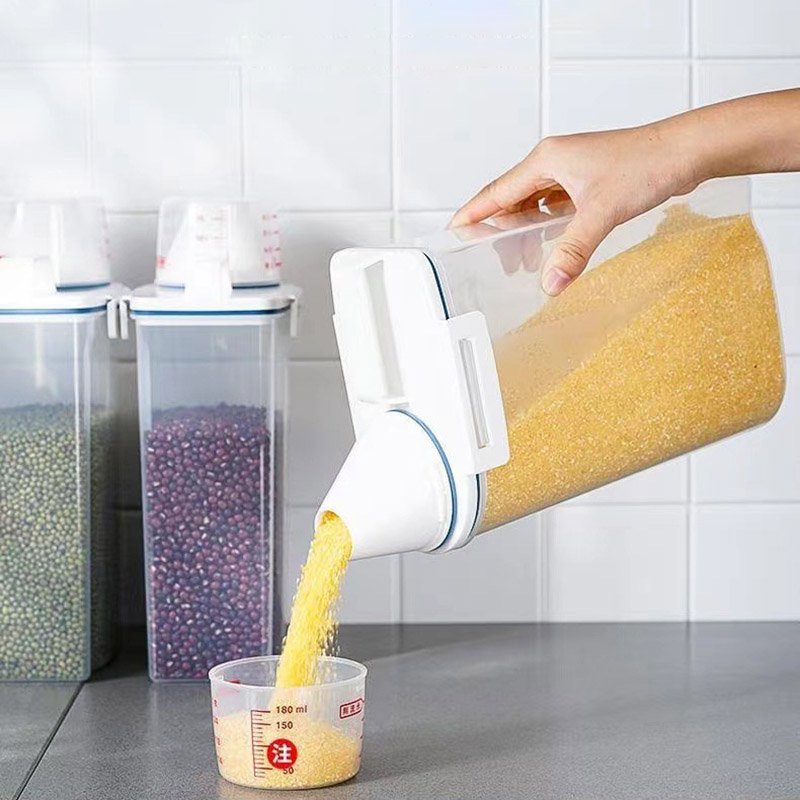 Transparent Large Capacity Rice Bucket Kitchen Grain Storage Box Moisture-proof Sealed Container