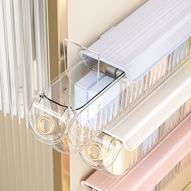 Home Closet Drawer Socks Separator Organizer Wall Hanging Transparent Wall Mounted Underwear Storage Box