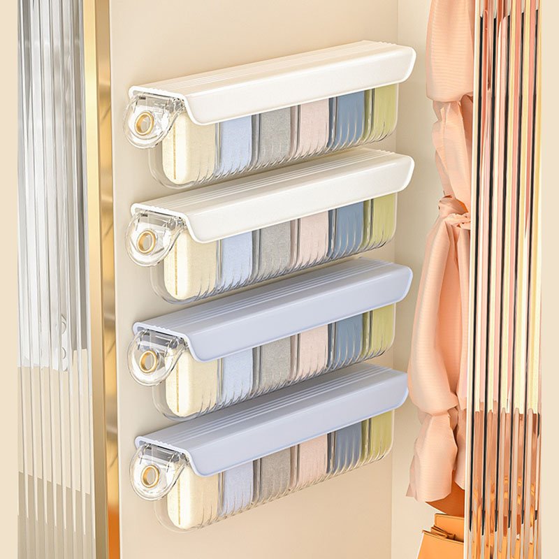 Home Closet Drawer Socks Separator Organizer Wall Hanging Transparent Wall Mounted Underwear Storage Box