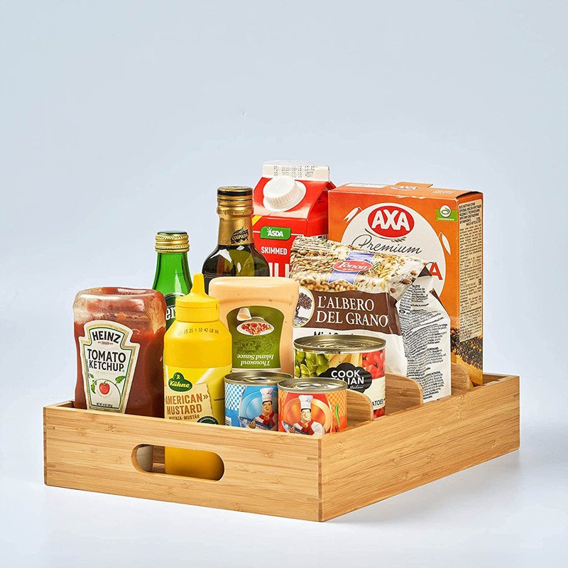 Factory Direct Selling Bamboo Kitchen Drawer Food Storage Box Tray Separator