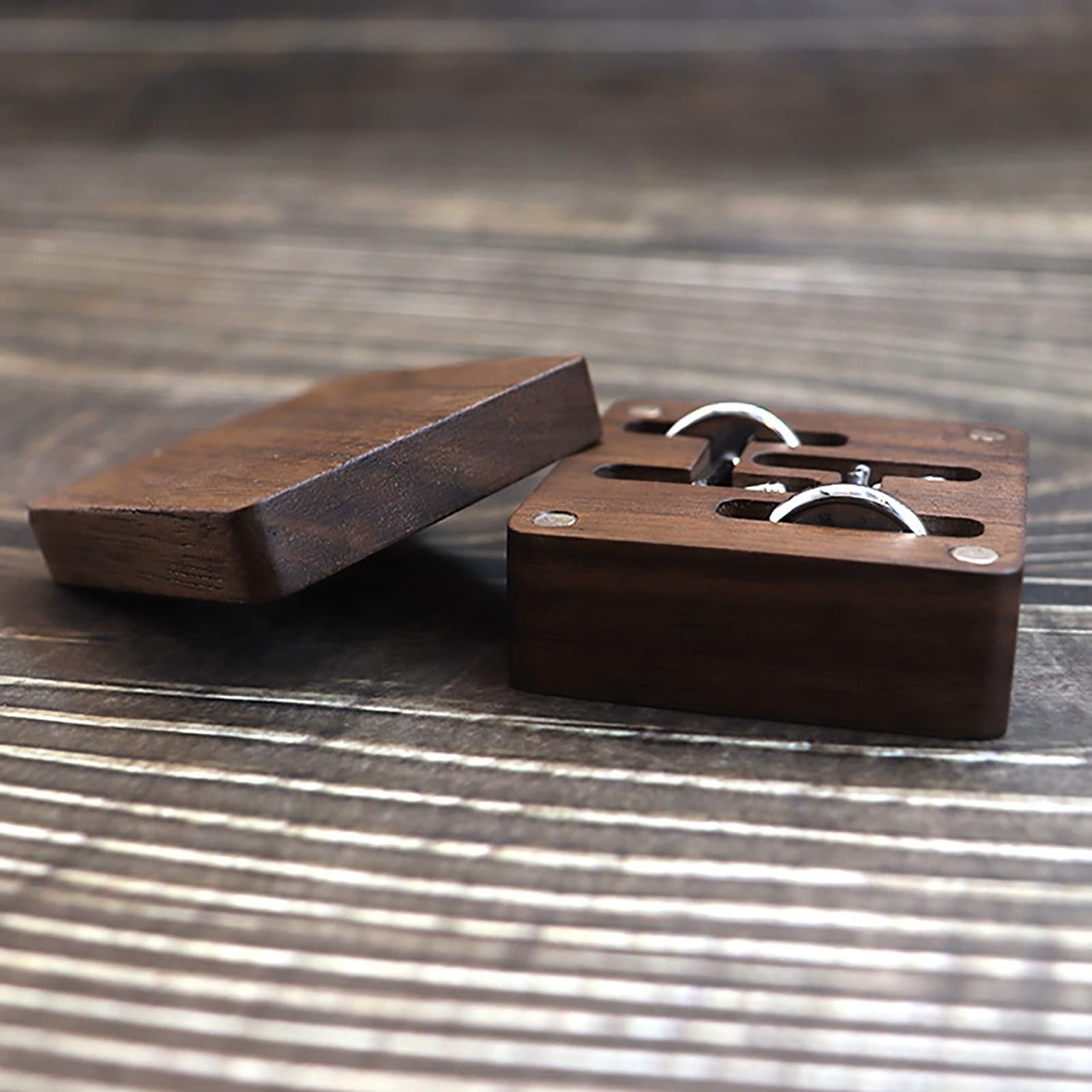 Wooden Jewelry Ring Box Cufflinks Box Solid Wood Cufflinks Packaging Storage Box With Magnetic Lid