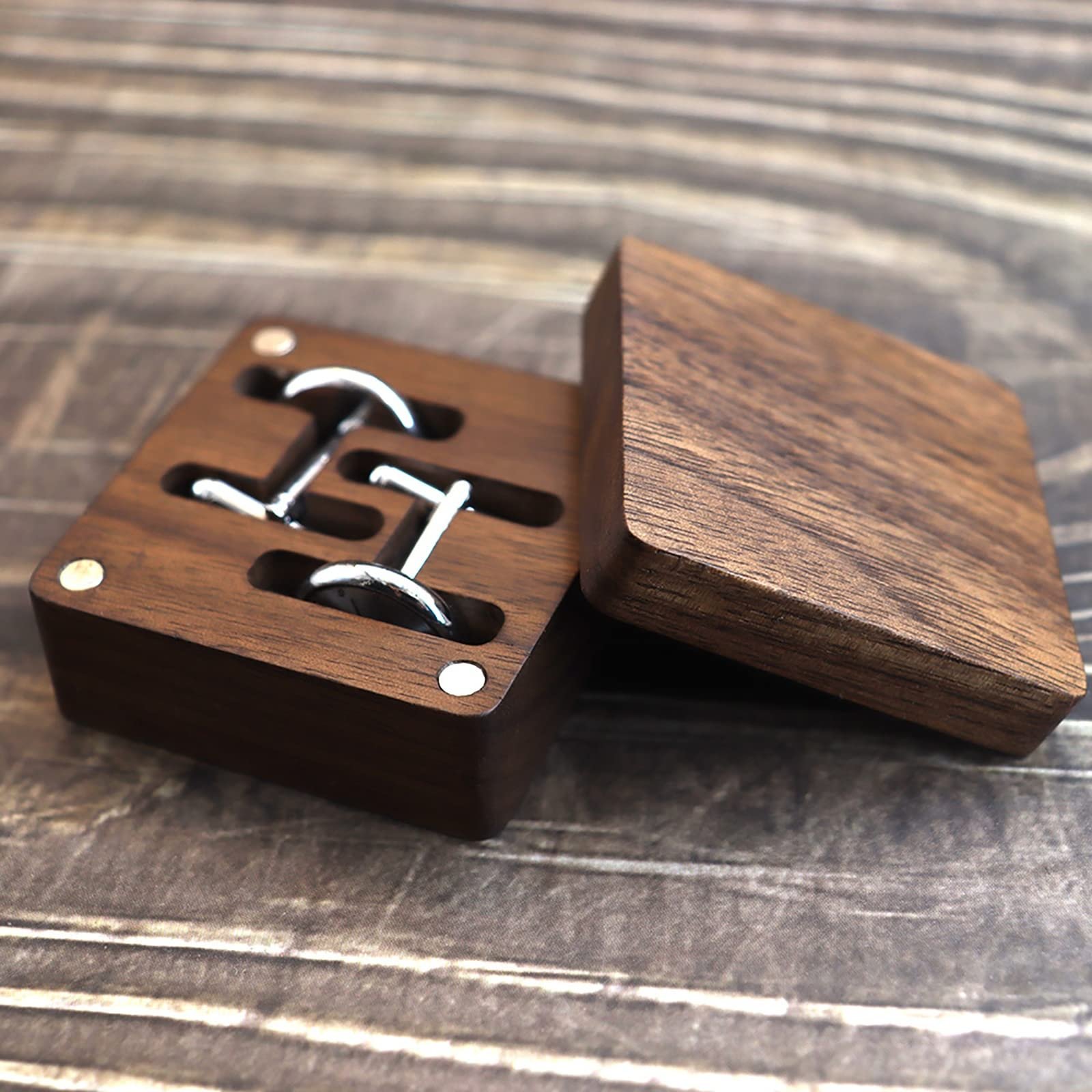 Wooden Jewelry Ring Box Cufflinks Box Solid Wood Cufflinks Packaging Storage Box With Magnetic Lid