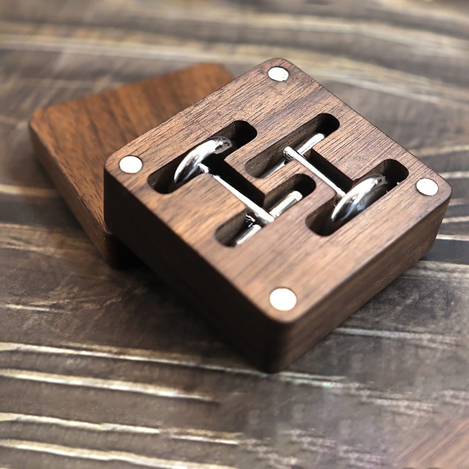 Wooden Jewelry Ring Box Cufflinks Box Solid Wood Cufflinks Packaging Storage Box With Magnetic Lid