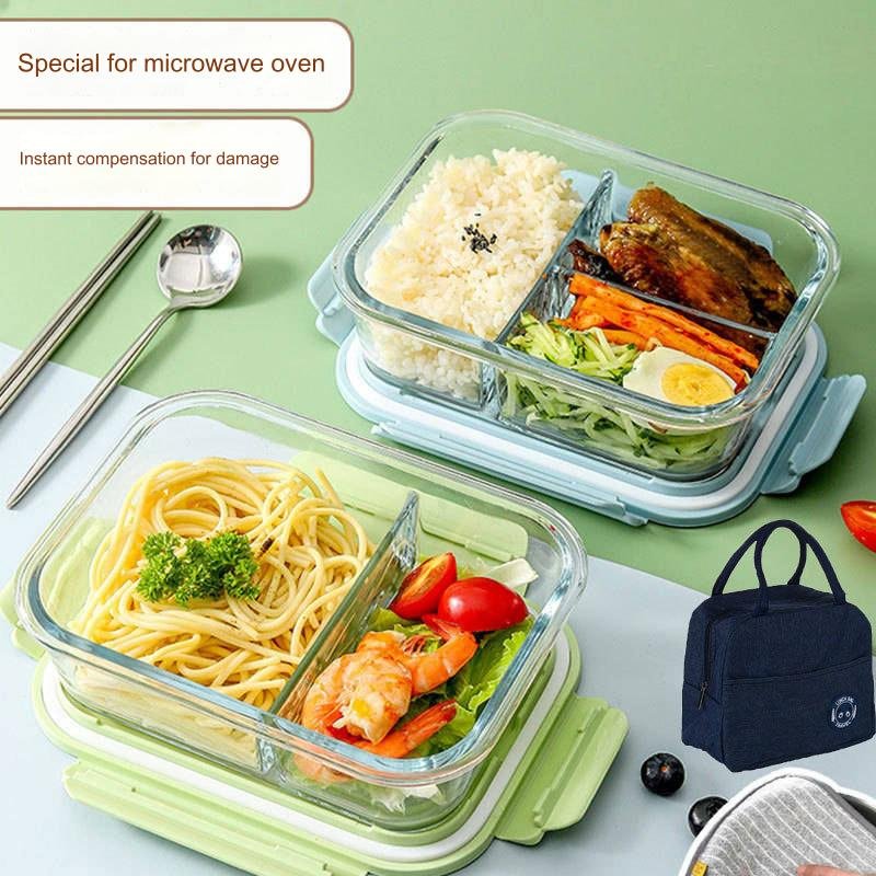 Office Lunch Box Glass Food Storage Containers Sets Microwave Safe Glass Food Container Meal Prep Containers With Leakproof Lid