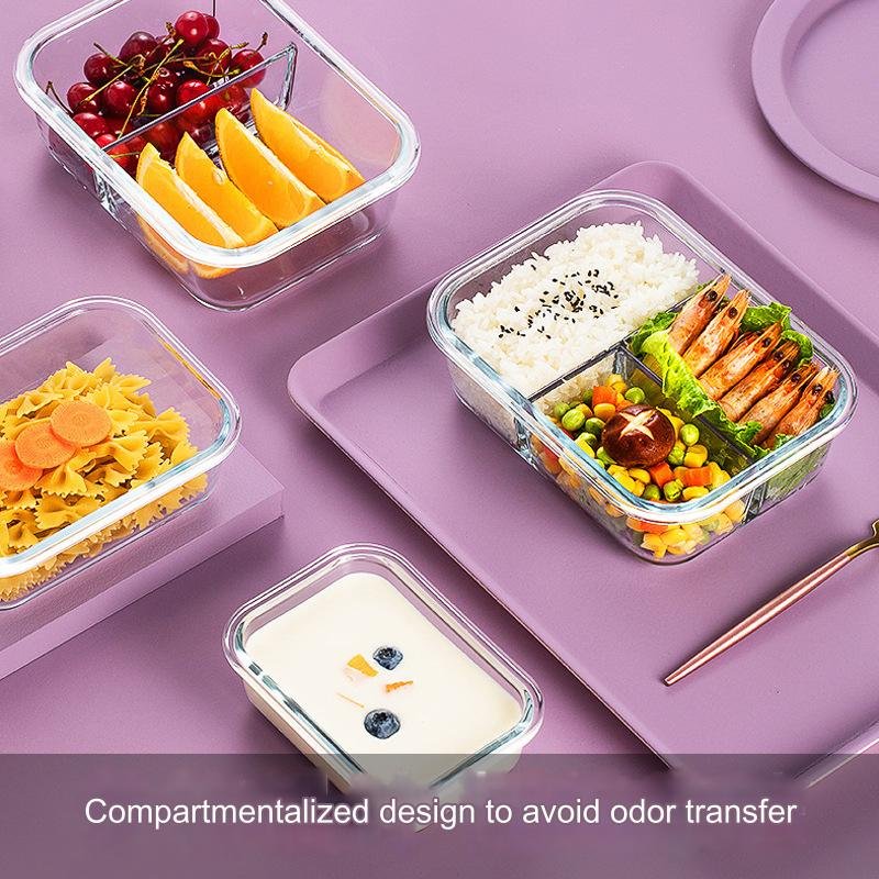 Office Lunch Box Glass Food Storage Containers Sets Microwave Safe Glass Food Container Meal Prep Containers With Leakproof Lid