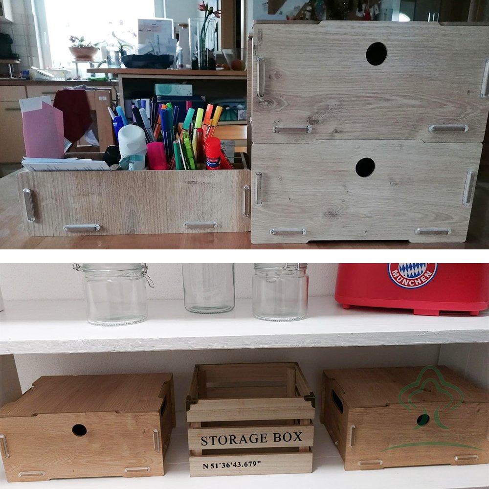 Set of 2 Stackable Wooden Storage Box with Lid,Wedding Reminder Box Gift Case,Memory Box
