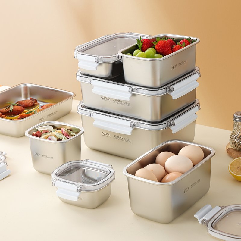 Leak proof stainless steel 304 hot vacuum vegetable refrigerator fresh-keeping box buckle