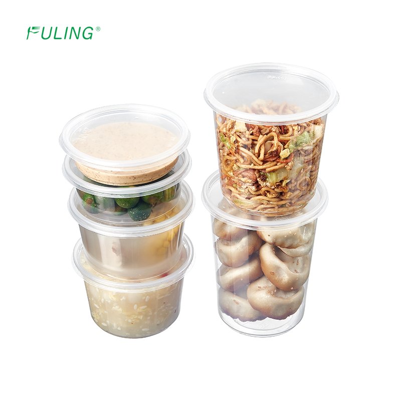 FULING round take out container clear food Plastic Deli Disposable Food Storage Containers With Airtight Lids