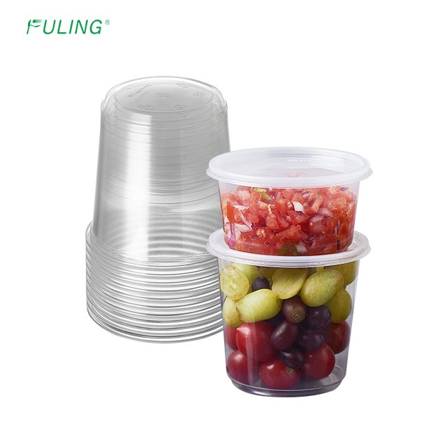 FULING round take out container clear food Plastic Deli Disposable Food Storage Containers With Airtight Lids