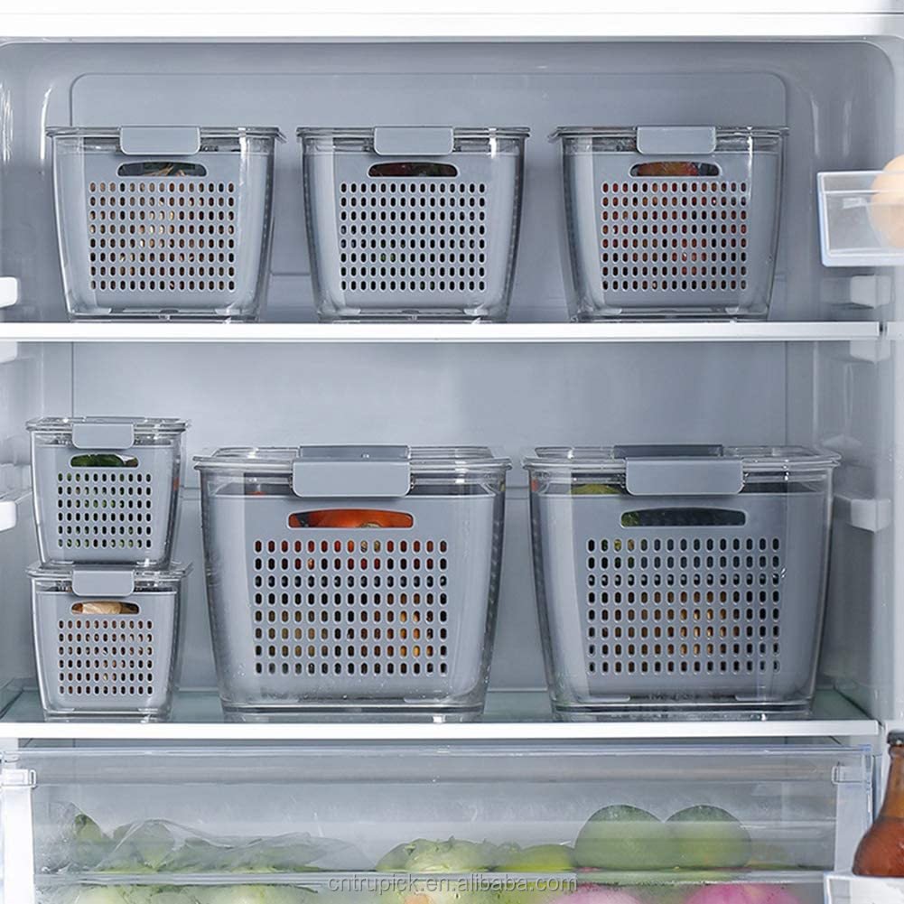 BPA Free Fridge Storage Box Organizer Plastic Storage Bins Container for Fruit