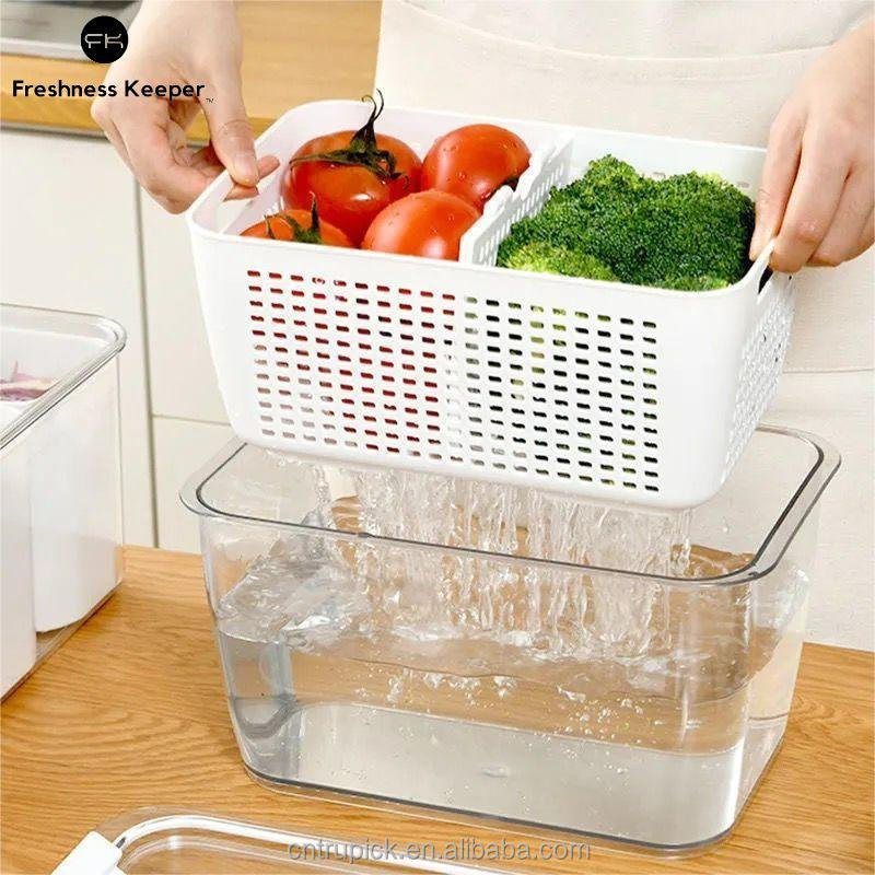 BPA Free Fridge Storage Box Organizer Plastic Storage Bins Container for Fruit